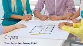  Presentation with architects - Audience pleasing PPT theme consisting of business-architecture-and-people-concept backdrop and a sky blue colored foreground