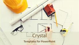  Presentation with architecture construction - Beautiful presentation design featuring business architecture building construction backdrop and a lemonade colored foreground