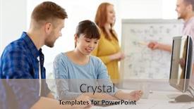  Presentation with blueprint - Colorful presentation enhanced with business architecture education and people concept - happy creative architect team or students with blueprint and tablet pc computer working at office backdrop and a coral colored foreground