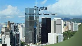  Presentation with hong kong skectch - Colorful presentation design enhanced with business area - hong kong cityscape backdrop and a light blue colored foreground