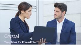  Presentation with business proposal blue - PPT theme featuring business assistant showing the proposal background and a  colored foreground