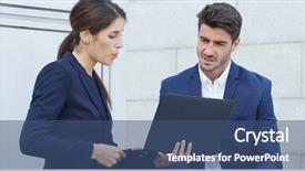  Presentation with blue business proposal - Beautiful slide deck featuring business assistant showing the proposal backdrop and a  colored foreground