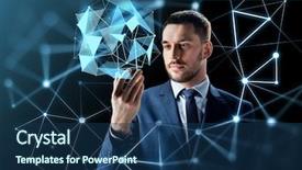  Presentation with augmented reality - Presentation theme with business augmented reality and future background and a navy blue colored foreground