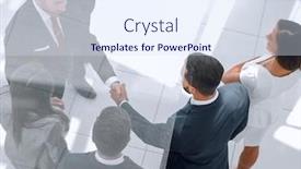  Presentation with handshake - Amazing presentation theme having business-background-handshake-business-men backdrop and a sky blue colored foreground