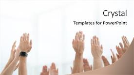  Presentation with team hands - PPT layouts consisting of business background the business team background and a white colored foreground