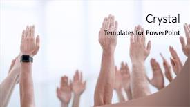  Presentation with business team join hands white - Cool new PPT layouts with business background the business team backdrop and a sky blue colored foreground