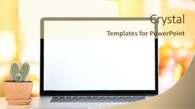  Presentation with cactus - Presentation theme with business blank - laptop and cactus in flowerpot background and a cream colored foreground