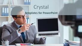  Presentation with doing the right thing - Audience pleasing PPT layouts consisting of business-blogger-doing-webcast backdrop and a lemonade colored foreground