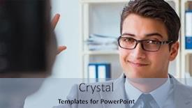  Presentation with blogger - Amazing PPT theme having business-blogger-doing-webcast backdrop and a light blue colored foreground