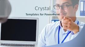  Presentation with blogger - Slide set with business-blogger-doing-webcast background and a sky blue colored foreground