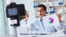  Presentation with blogger - PPT layouts with business blogger doing webcast for his subscribers background and a lemonade colored foreground