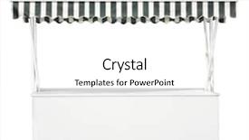  Presentation with market - PPT theme with business booth - white market stall with striped background and a white colored foreground