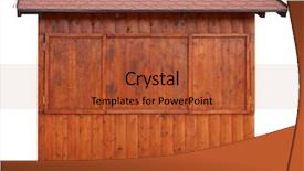  Presentation with log cabin - Cool new presentation with business booth - wooden shed or log cabin backdrop and a red colored foreground