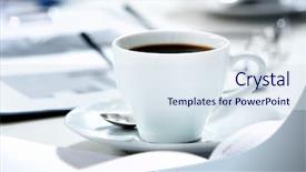  Presentation with tea coffee - PPT layouts featuring close-up of cup background and a sky blue colored foreground