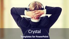  Presentation with music - Amazing slide deck having young businessman relax with music backdrop and a navy blue colored foreground