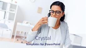  Presentation with tea coffee - Slide deck featuring business-break-and-people-concept background and a sky blue colored foreground