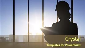  Presentation with business people silhouette - Slides with business building industry and people background and a tawny brown colored foreground