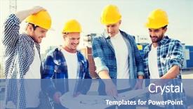  Presentation with teamwork - Slide set with business building teamwork and people background and a  colored foreground