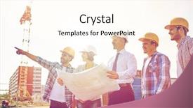  Presentation with team building - Colorful presentation enhanced with business building teamwork and people backdrop and a  colored foreground