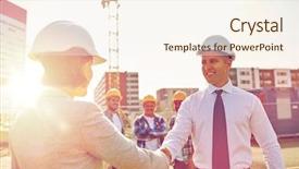  Presentation with team building - Colorful theme enhanced with business building teamwork gesture backdrop and a cream colored foreground