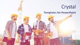  Presentation with building team - PPT layouts consisting of business building teamwork technology background and a sky blue colored foreground