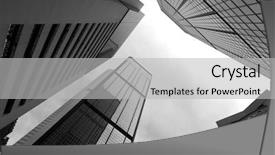  Presentation with black business - Presentation theme enhanced with business buildings black and white background and a light gray colored foreground