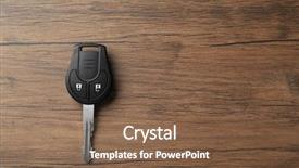 Presentation with car key - PPT theme enhanced with business buy sell system - car key on wooden background background and a tawny brown colored foreground