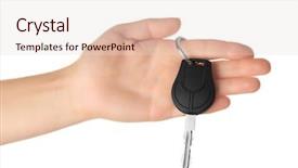  Presentation with car key - PPT layouts having business buy sell system - female hand with car key background and a  colored foreground