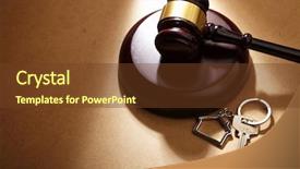  Presentation with judge gavel or law hammer - Beautiful slide deck featuring business buy sell system - gavel hammer and key ring backdrop and a tawny brown colored foreground