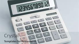  Presentation with business calculator - Cool new presentation with business-calculator-isolated-on-blue backdrop and a light gray colored foreground