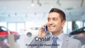  Presentation with auto - Beautiful theme featuring business car sale people backdrop and a light blue colored foreground