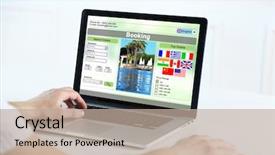  Presentation with hotel training report - Audience pleasing theme consisting of business card administration services - man using laptop to book backdrop and a mint green colored foreground