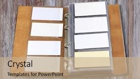  Presentation with business card - Slide deck consisting of business card holder close up background and a  colored foreground