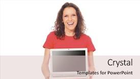  Presentation with smiling paramedic sitting in ambulance - Presentation theme enhanced with business card home - young smiling woman sitting background and a  colored foreground