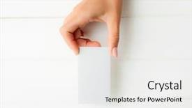  Presentation with business intelligence white robotic arm - Theme featuring business card in hand tamplate background and a white colored foreground