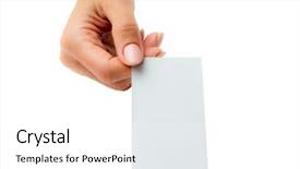  Presentation with business card - Colorful presentation theme enhanced with business card in hand tamplate backdrop and a white colored foreground