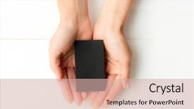  Presentation with black business - Audience pleasing slides consisting of business card in hands tamplate backdrop and a soft green colored foreground