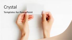  Presentation with business card - Presentation with business card in hands tamplate background and a white colored foreground