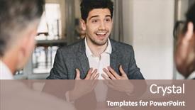  Presentation with hiring - Audience pleasing slide set consisting of business career and placement concept backdrop and a coral colored foreground