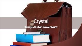  Presentation with brown leather - PPT theme with business case - brown leather briefcase with books background and a tawny brown colored foreground