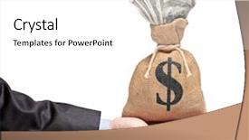  Presentation with bag - Presentation theme having business case - hand holding a money bag background and a white colored foreground