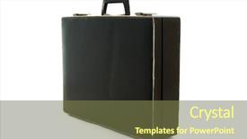  Presentation with old - Presentation theme featuring business case - old blak briefcase isolated background and a tawny brown colored foreground