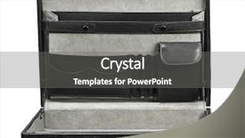  Presentation with agriculture black and white cow - Theme consisting of business case - open empty black leather briefcase background and a gray colored foreground