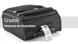  Presentation with bag - Beautiful slides featuring business case - travel bag isolated on white backdrop and a dark gray colored foreground