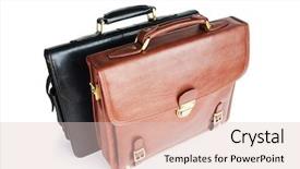  Presentation with leather - PPT theme having business case - two leather briefcases isolated background and a lemonade colored foreground