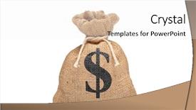  Presentation with dollar sign - Beautiful presentation design featuring business case - view of a money bag backdrop and a white colored foreground