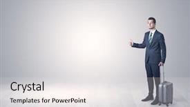  Presentation with lonely - Beautiful PPT layouts featuring business case free - lonely businessman hitchhikes concept backdrop and a  colored foreground