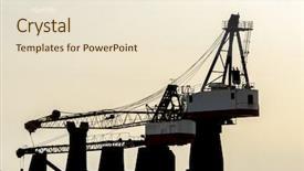  Presentation with construction cranes - Cool new presentation design with business case property - construction site with cranes backdrop and a  colored foreground