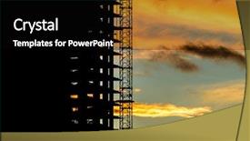  Presentation with construction cranes - Audience pleasing presentation theme consisting of business case property - construction site with cranes backdrop and a black colored foreground