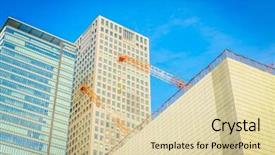  Presentation with property - PPT layouts consisting of business case property - crane and building construction site background and a  colored foreground
